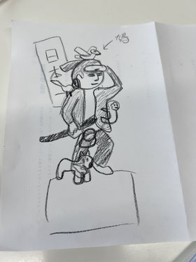 脳トレで描いた桃太郎像